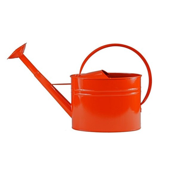 Watering Can Orange 6 liter ergonomic handle by JoyfulHabitat