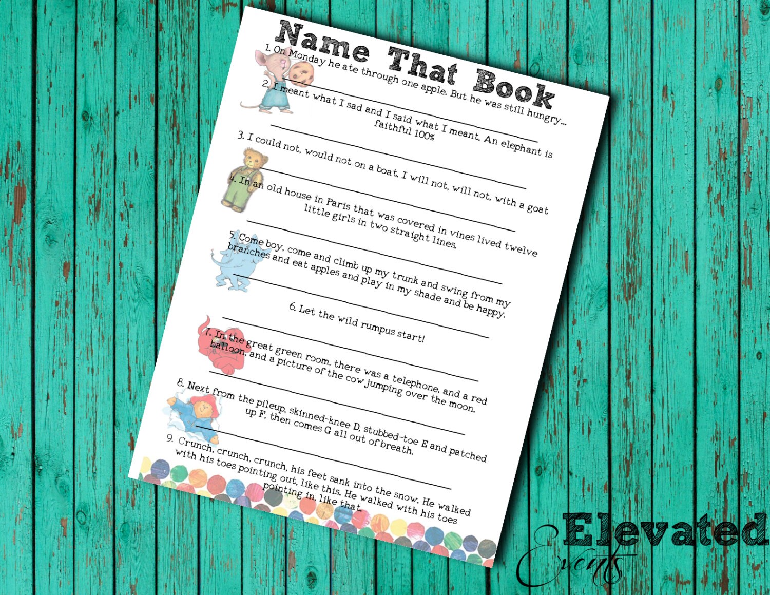 Name That Book Baby Shower Game by ElevatedEvents on Etsy