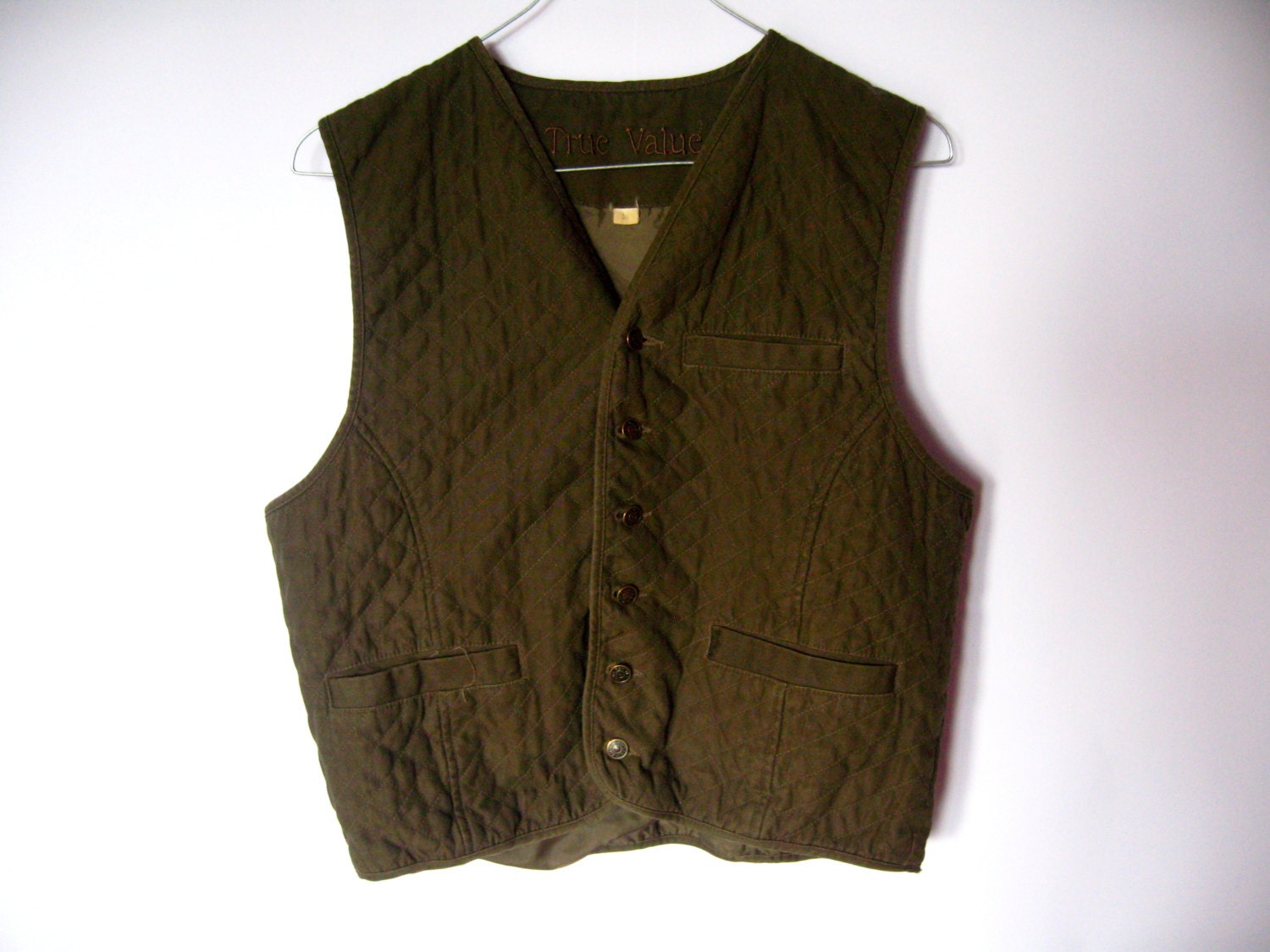 SALE Khaki Green Vintage Vest Military Style Country Style