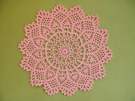 Large New Crochet Pink Doily Tablecloth Placemat Cotton