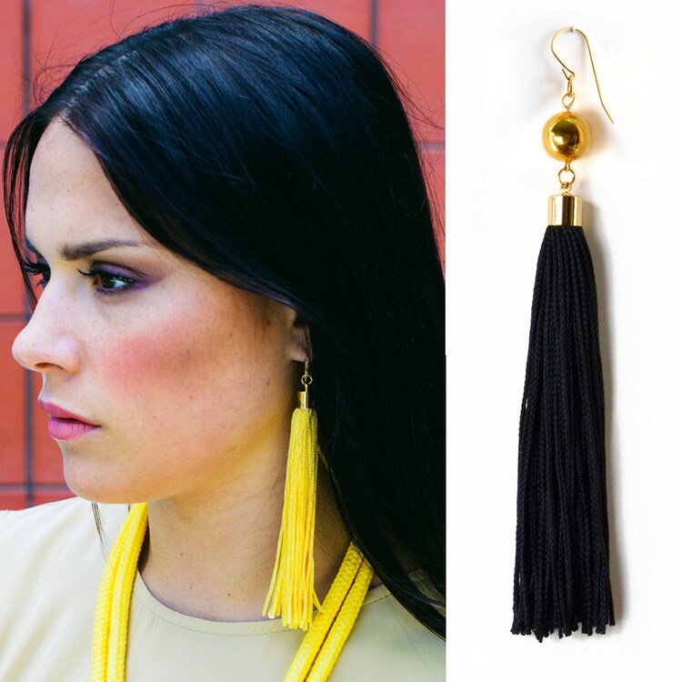 Black Tassel Earrings Black Tassel Tassel by ReasonToBePretty