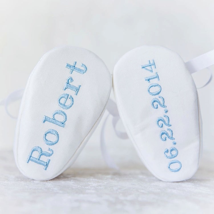 Baby Boy Baptism Christening White shoe Blue by LoveBabyRags