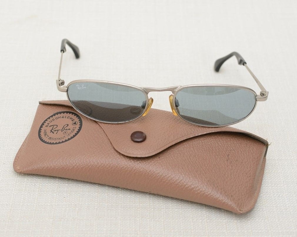 Vintage Ray Ban Oval Sunglasses, Grey Blue Lenses engraved BL, Grey ...