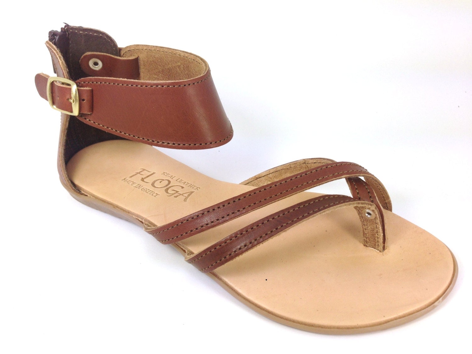 Women's Greek leather sandals. Ancient Greek style by FlogaNewYork