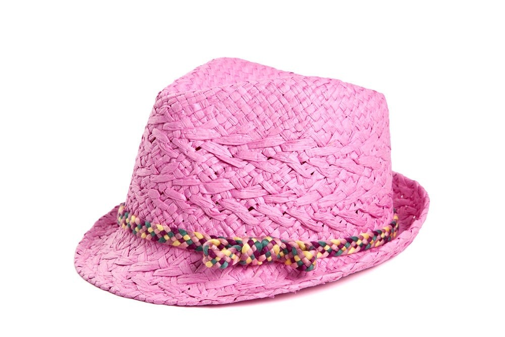 Pink fedora Women sun hats decorated with a by LeopardValley