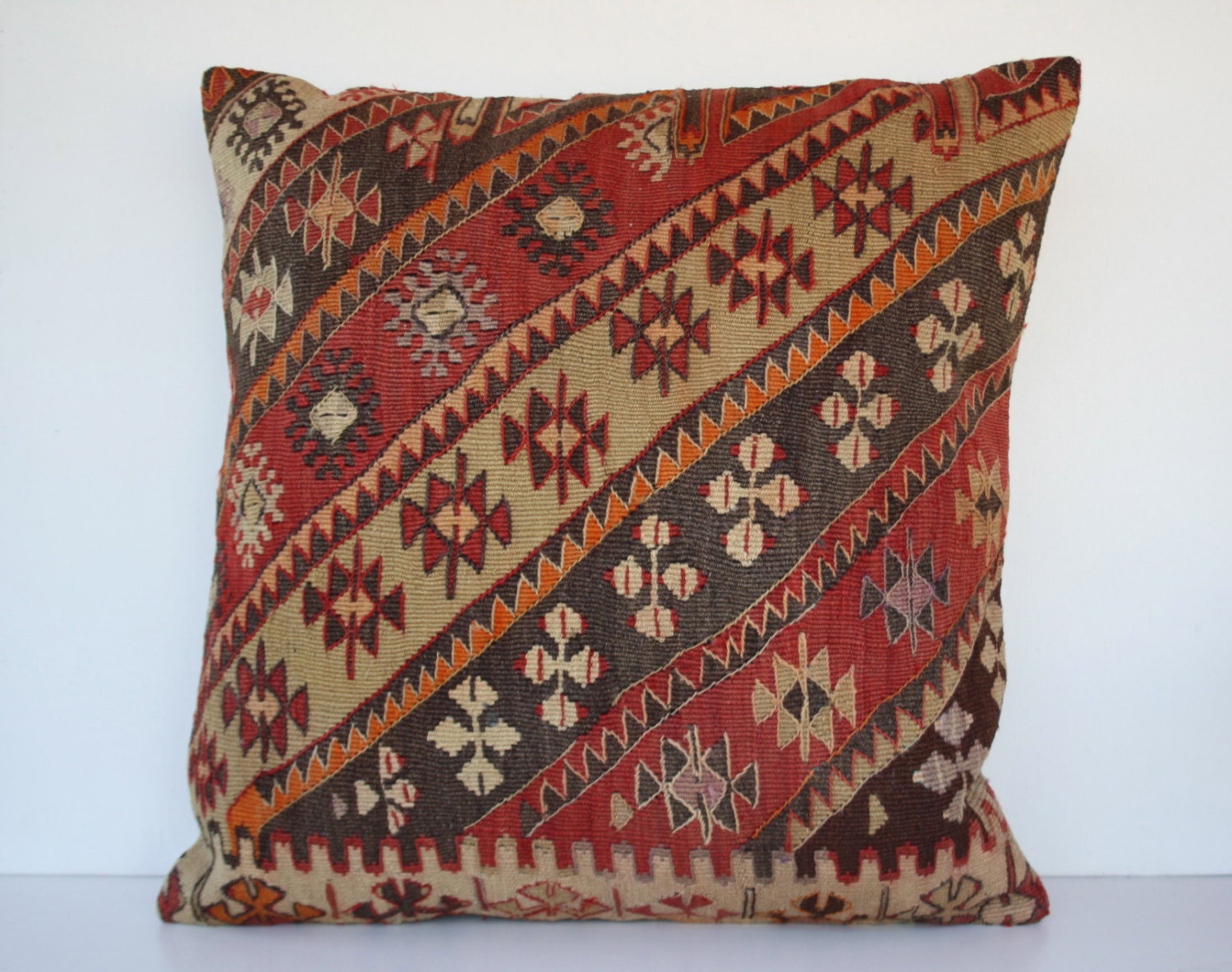 24 x 24 Large Kilim Pillow Throw Pillow Large Floor by elifartdeco