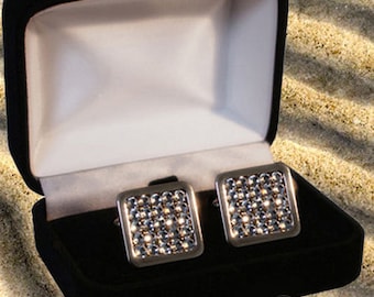 Wedding Men’s Cufflinks with Swarovski Black Diamond Cristals Gift