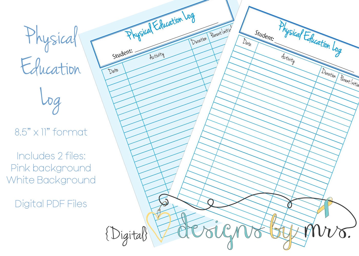 Homeschool Physical Education Log / PE Log by DigitalDesignsByMRS