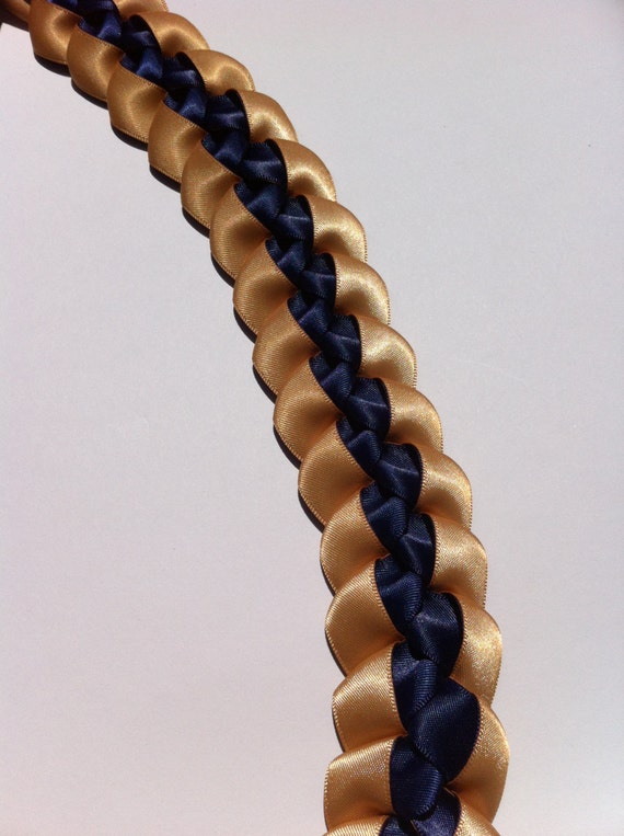 Blue & Gold Braided Ribbon Lei by TheLeiBoutique on Etsy