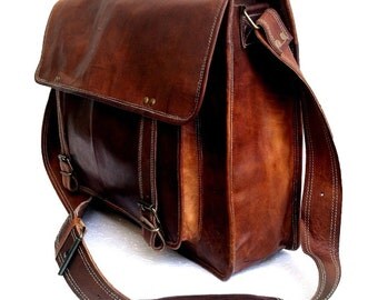 Rustic Large Pocket Leather Messeng er bag Leather Satchel Briefcase ...