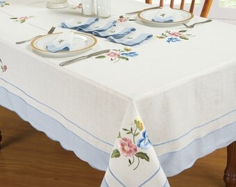 rectangle tablecloth topper embroidered handmade rural linen charm border