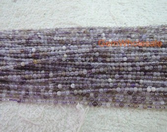 15.5" Natural amethyst 2mm round beads, semi-precious stone, small purple color DIY beads, gemstone wholesaler