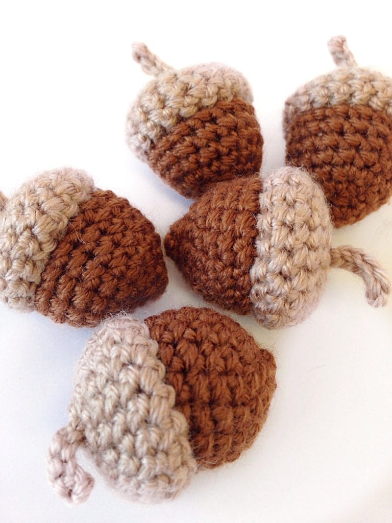 Set of 5 Crochet Acorns fall decor autumn decor crocheted