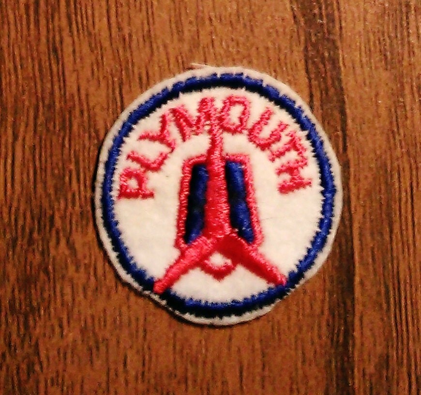 Vintage Plymouth Embroidered Felt Patch by batchesOpatches on Etsy
