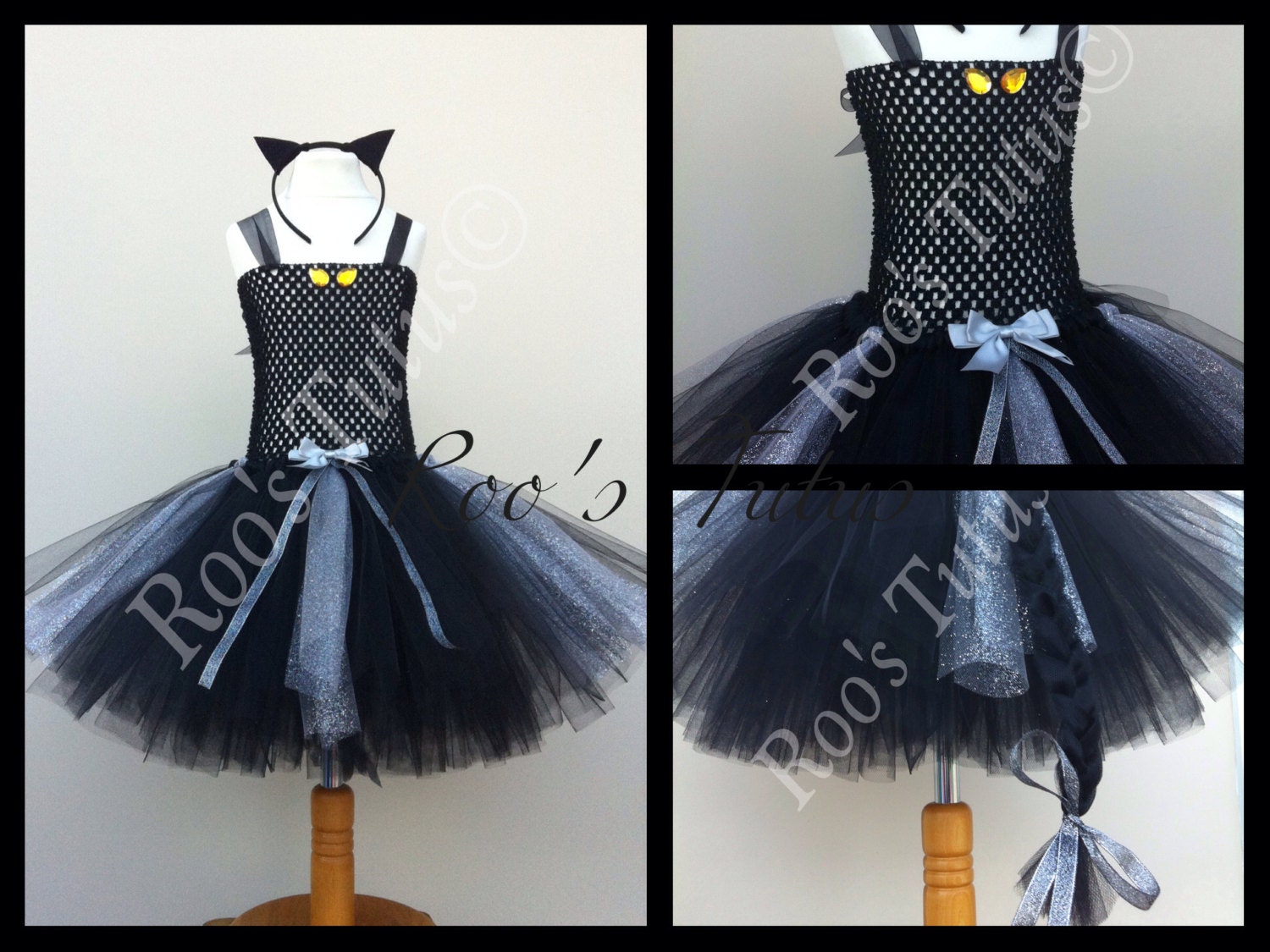 Halloween Black Cat tutu dress costume Handmade Party Dress