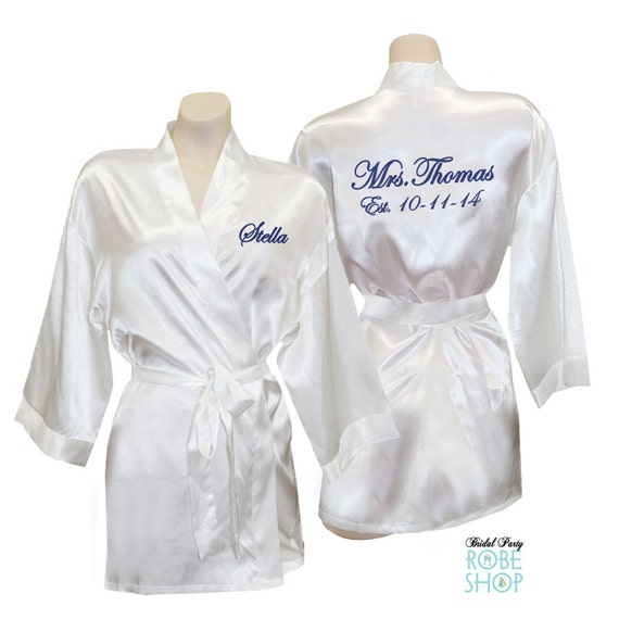 Personalized Satin Bridal Robe with Name on by