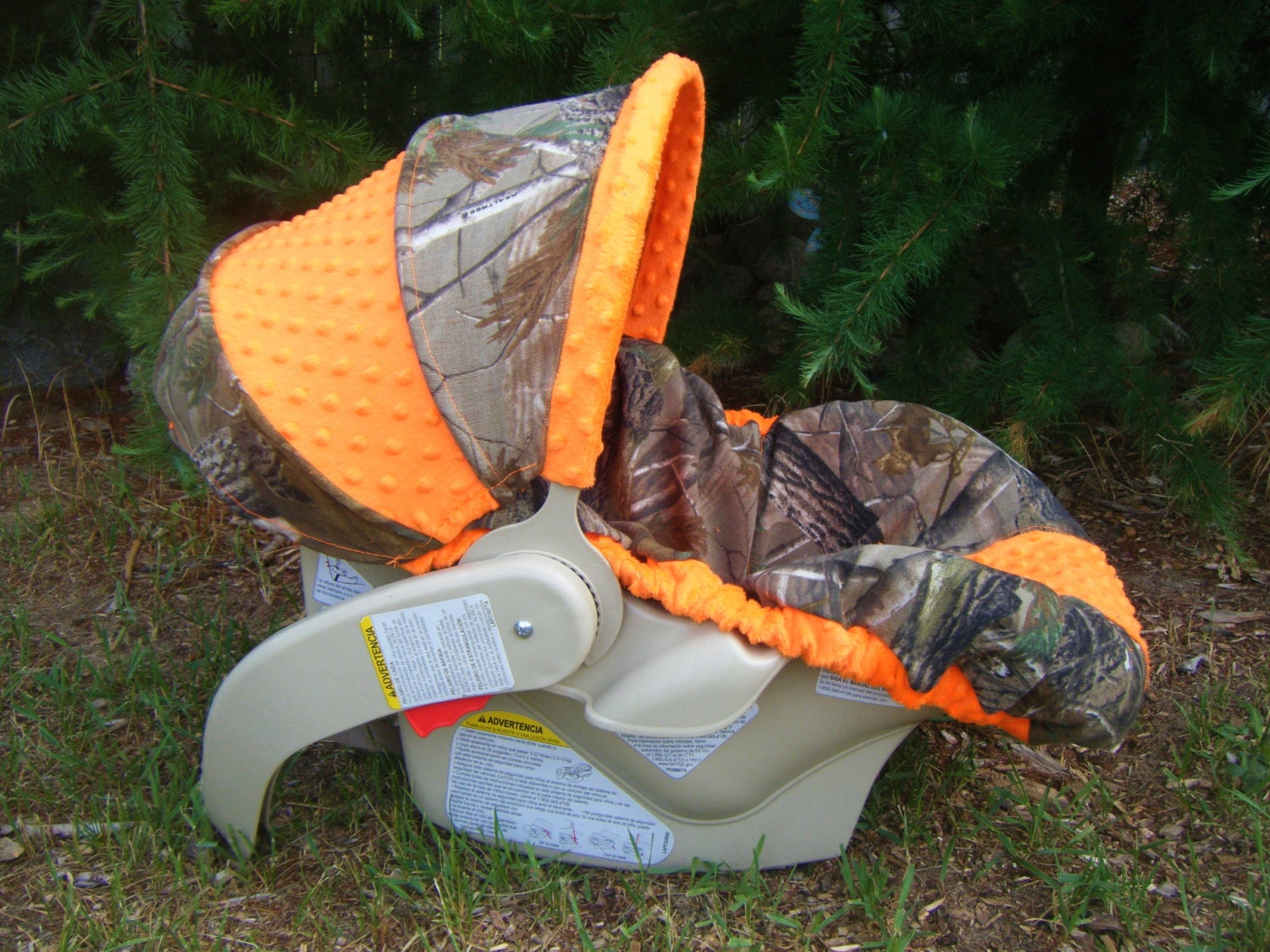 Camo Infant Car Seat Cover made with RealTree fabric and