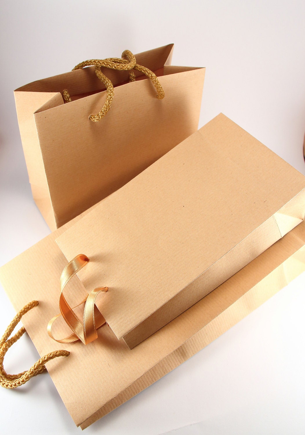 80 Natural Brown Paper Favor Bags with Handles SMALL SQUARE
