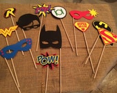 Superhero photobooth props! Set of 12 different props! Super fun for your superhero party!!