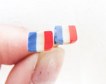 French Flag Earrings, France Studs, Paris Studs, France Flag Jewelry