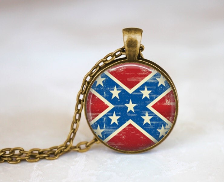 Confederate Flag Necklace South Civil War Flag by EmpireJune