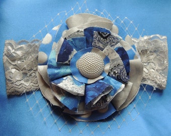Shabby Fabric Flower Girls Headband or Flower Clip