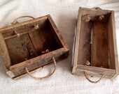 Items similar to Reclaimed wood tray with rope handles - small on Etsy