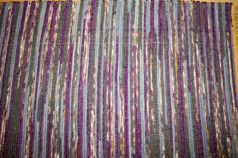 Finish Rag Rug. Blue & Purple Rug. Made on Finish by