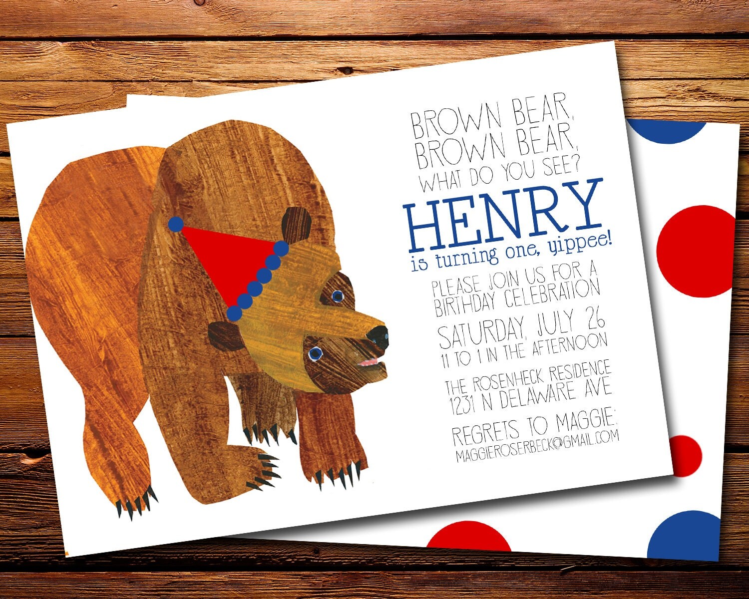 Brown Bear Brown Bear Birthday Party Invitation Brown Bear