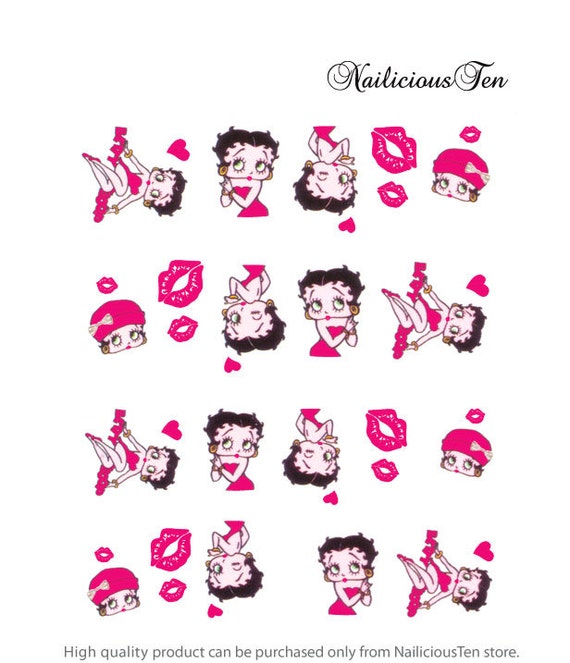 Betty Boop Nail Wraps Art Water Transfer Decal 20pcs So
