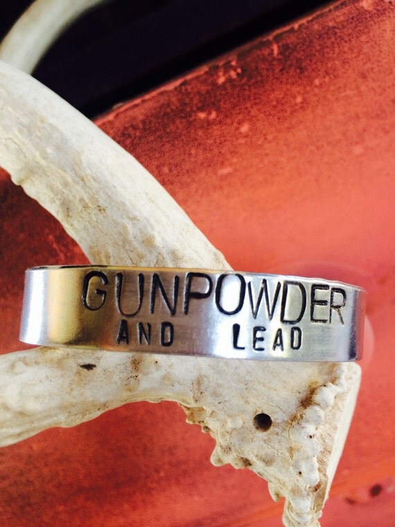Gunpowder and lead cuff by JoliJonque on Etsy