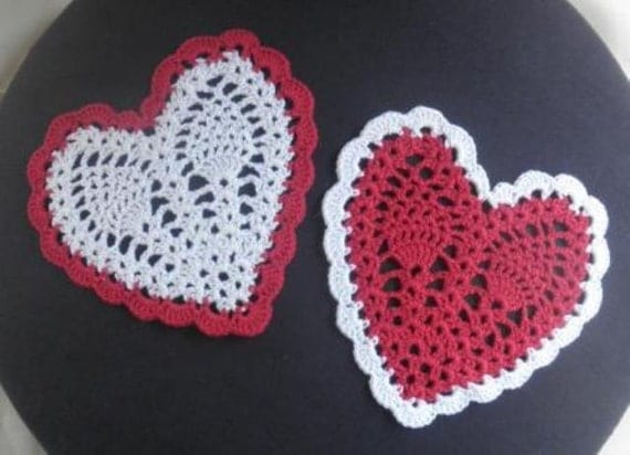 Pineapple Heart Coasters Crochet