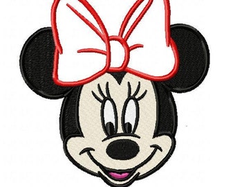 Minnie Mouse Embroidery Design with Applique Bow - Instant Download