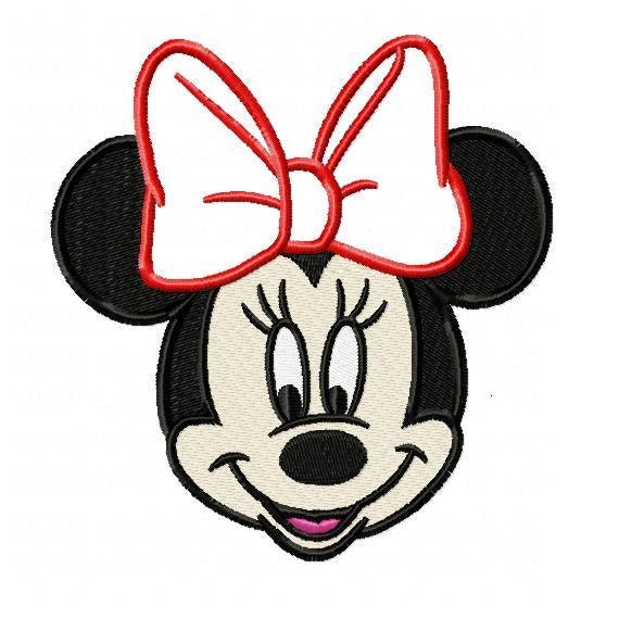 Minnie Mouse Embroidery Design with Applique Bow Instant