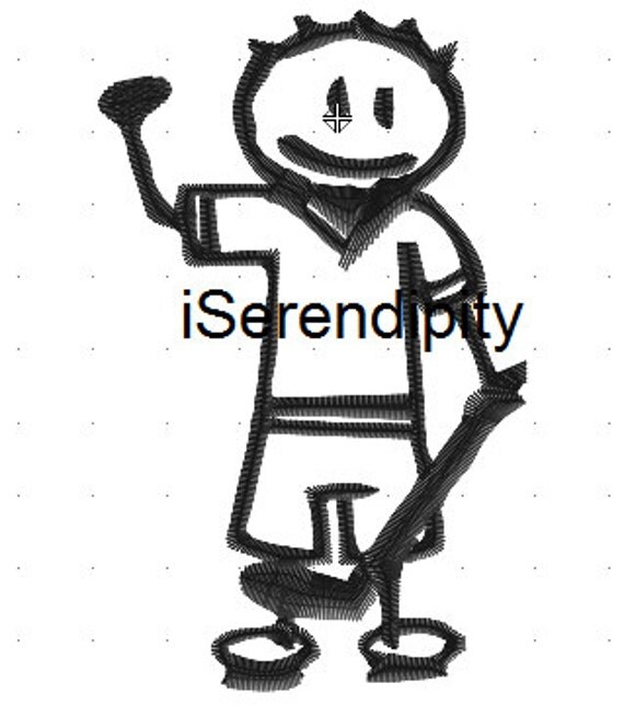 Items similar to Boy Hockey Stick Figure digital embroidery file 4x4
