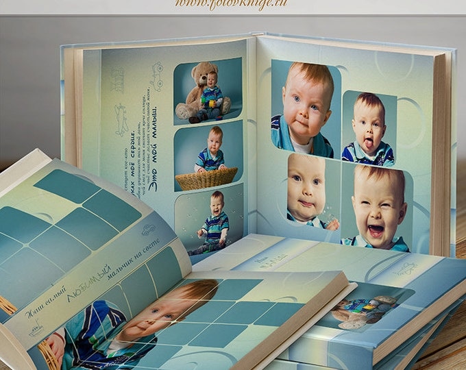 PHOTOBOOK - Our baby-boy- photo books in classic style - Photoshop Templates for Photographers. 12x12 Photo Book/Album Template