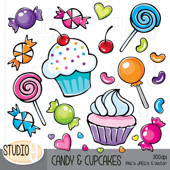 Clip Art Clipart Candy candy cupcakes clip art clipart by studio9illustrations cupcake art