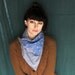 Screen Printed Jersey Scarf in Heather Gray with Royal Blue Peacock Feathers
