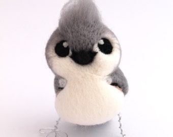 Tufted Titmouse Needle Felted Bird Ornament