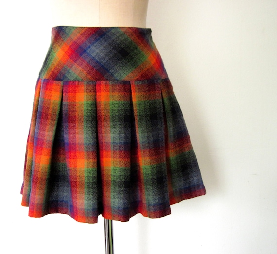 Items similar to Plaid Skirt / Pleated Mini Skirt / RAINBOW PLAID on Etsy