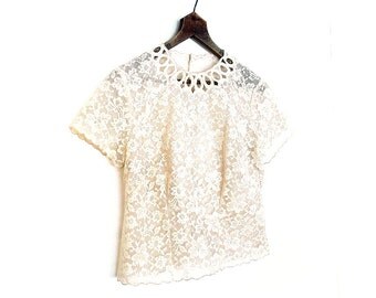 Popular items for cream lace blouse on Etsy