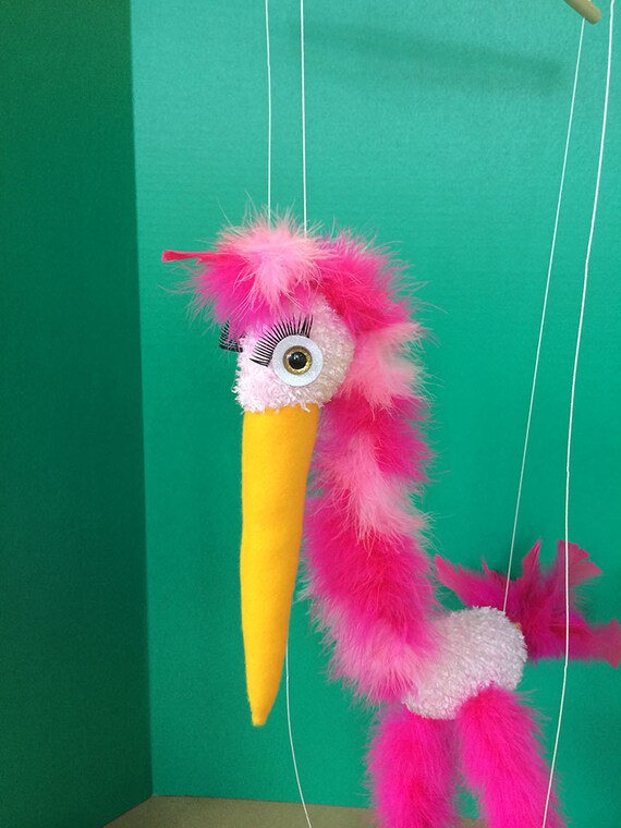 Dancing Bird Puppet Made with real feathers 21