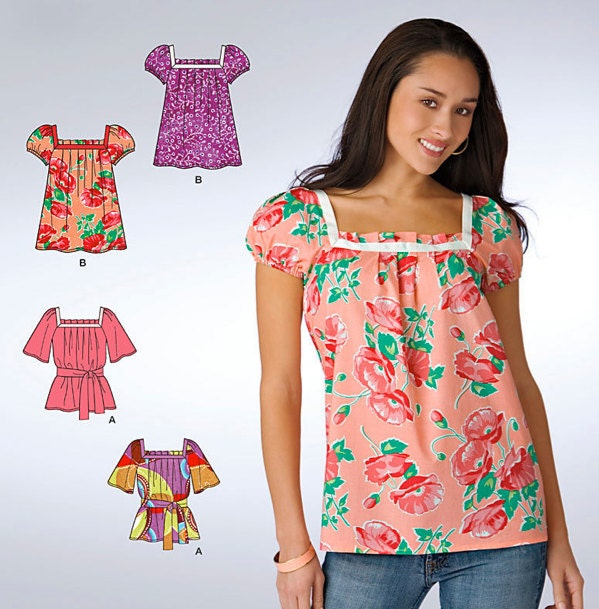 Misses Peasant Top Sewing Pattern Plus Size Tunic Tops