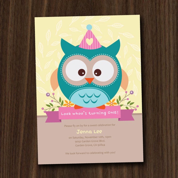Owl Invite, Woodland 5x7 DIY Invitation by MayDetails Il_570xn