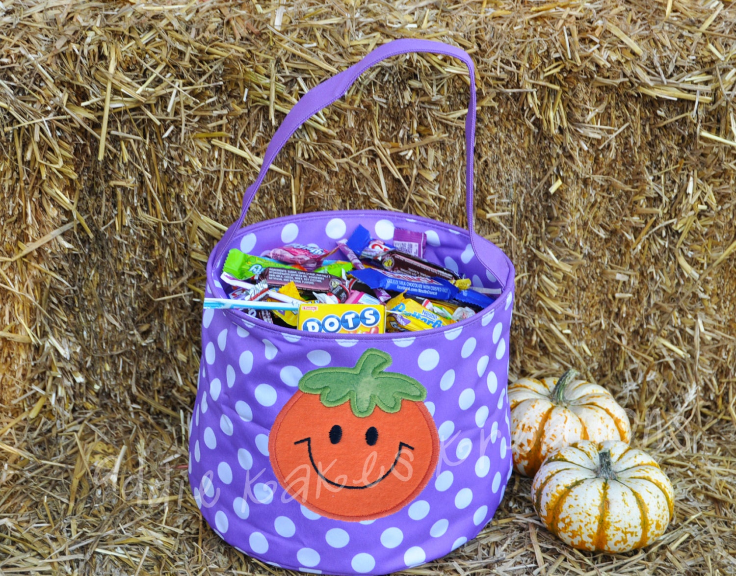 Personalized Halloween Candy Bucket With Smiling Pumpkin