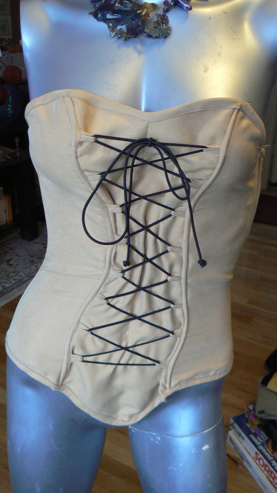 Golden Corset with Black trim One Size Lace Up w/Grommets