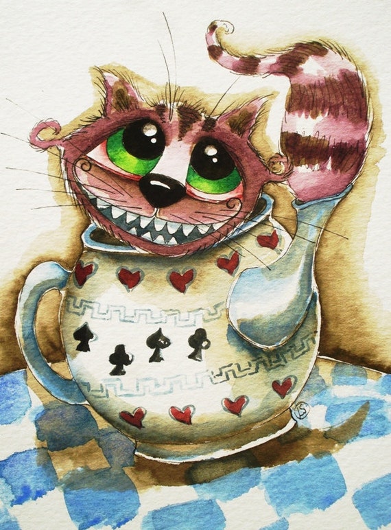 Items similar to Cheshire cat in a teapot on Etsy