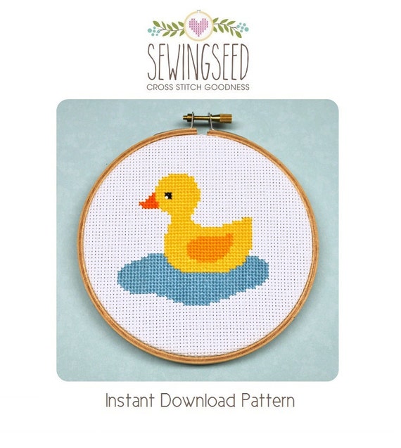 Items similar to Cute Duck Cross Stitch Pattern, Rubber ...