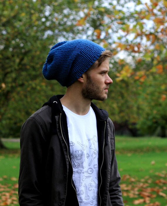 Men's Hat Slouchy Beanie Lightweight Chunky Hat Hand by zukas