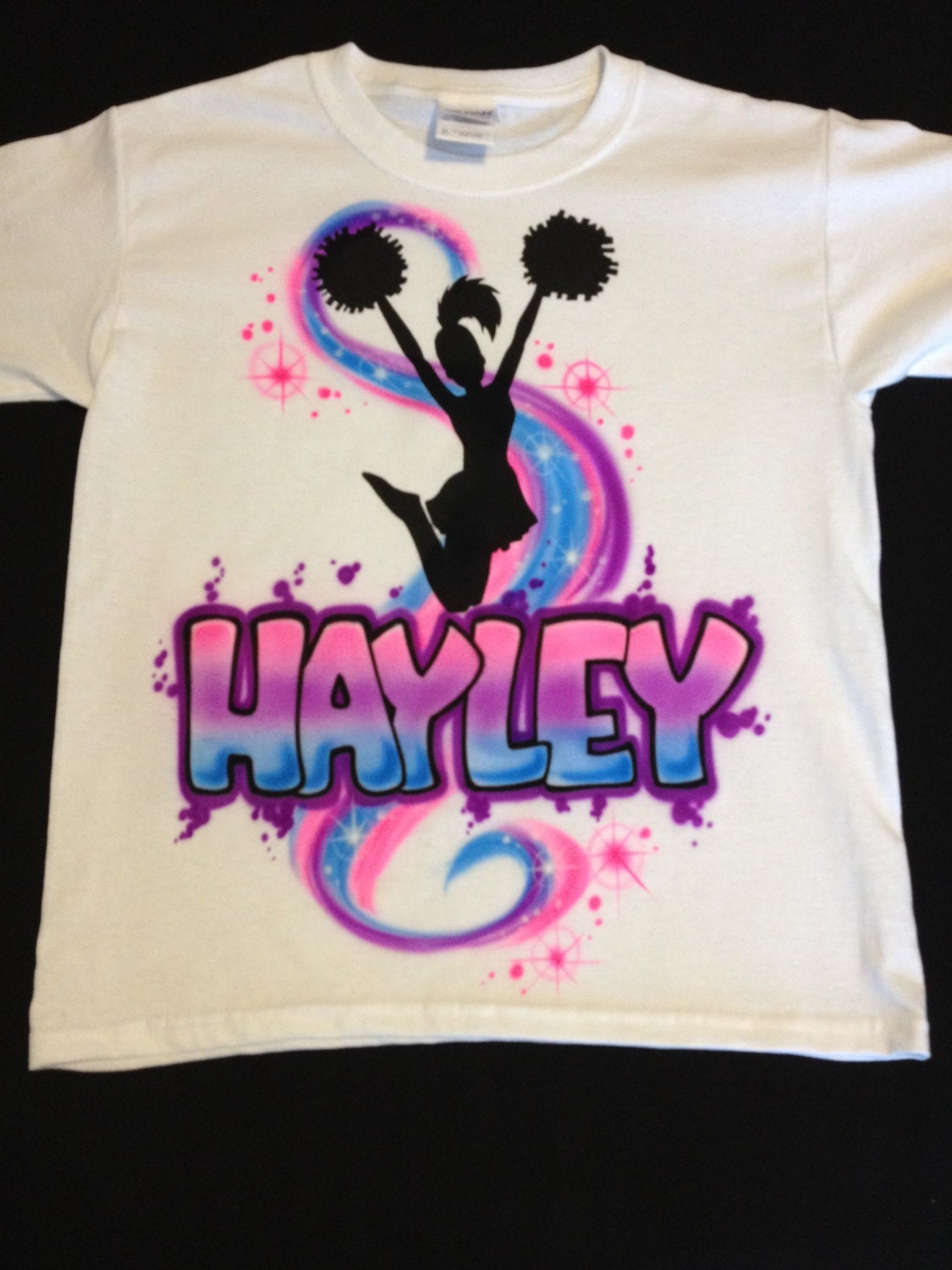 Airbrushed Cheerleader TShirt with Name Airbrush Cheer Shirt